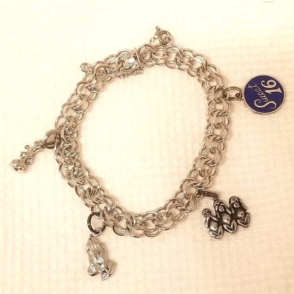 Jewelry - Elco Vintage Sterling Silver Bracelet with 4 Sterling Silver Charms